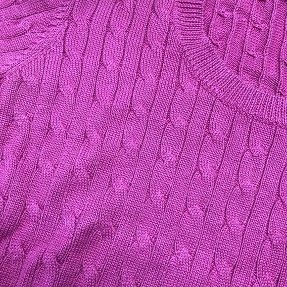 Ann Taylor Scoop Neck Pink Cable Knit Sweater - Picture 3 of 5